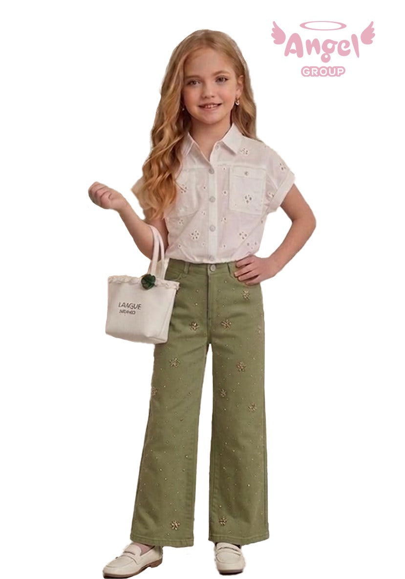 بلوزه مطرزه مع بنطلون جبردن